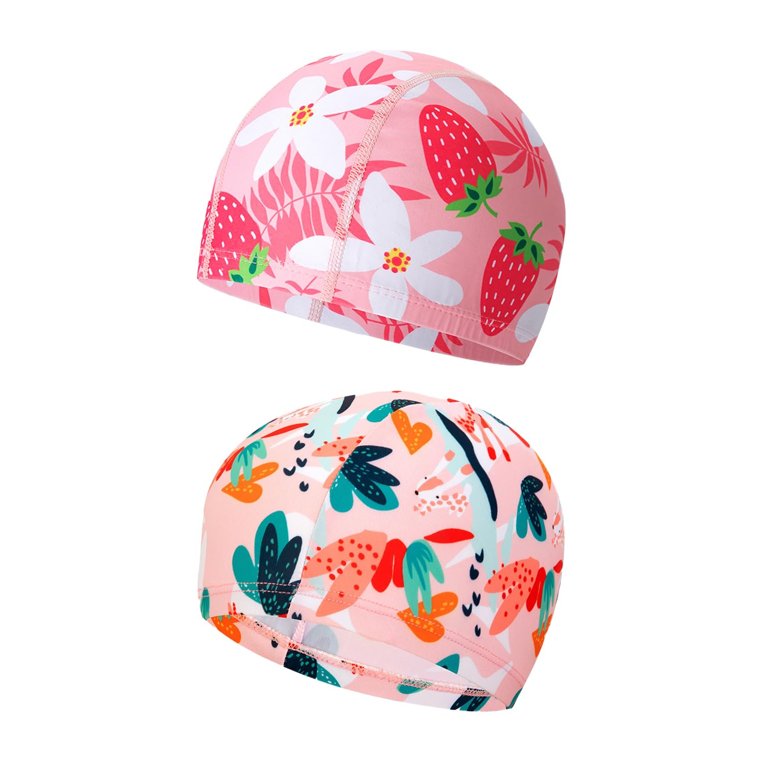 HINFHI 2 Pieces Children'S Swimming Caps, Cute Cartoon Swimming Caps, Swimming Accessories, Water Sports Supplies.