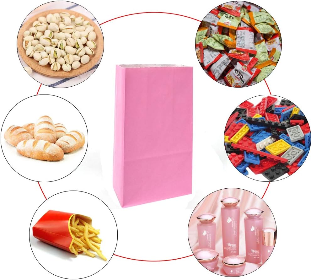 KEYYOOMY Mini Bright Color Paper Bags Pink Party Favor Bags Small Party Goodie Bag Paper Lunch Bag (Pink, 50 CT, 3.5 X 2.4 X 7.1 In) - Image 4