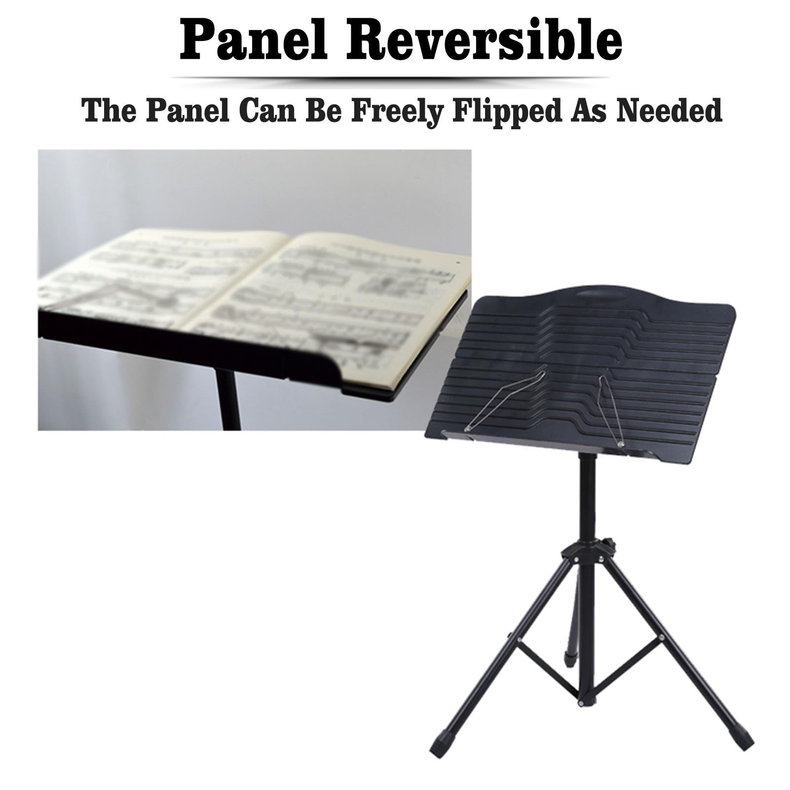 Notenständer, Faltbarer Notenständer, Verstellbarer Notenständer, höhenverstellbar für Instrumentenspiel, Band und Chor (Schwarz 60140 cm)