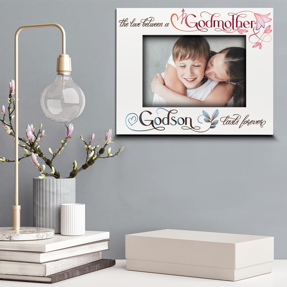 BELLA BUSTA "Love Between a Godmother and Goddaughter-Godson Lasts Forever", Geburtstag, Weihnachten, Hochzeit, Muttertag, Taufe, von Patenkind, UV-Druck-Bilderrahmen (Godson 12,7 x 17,8 cm