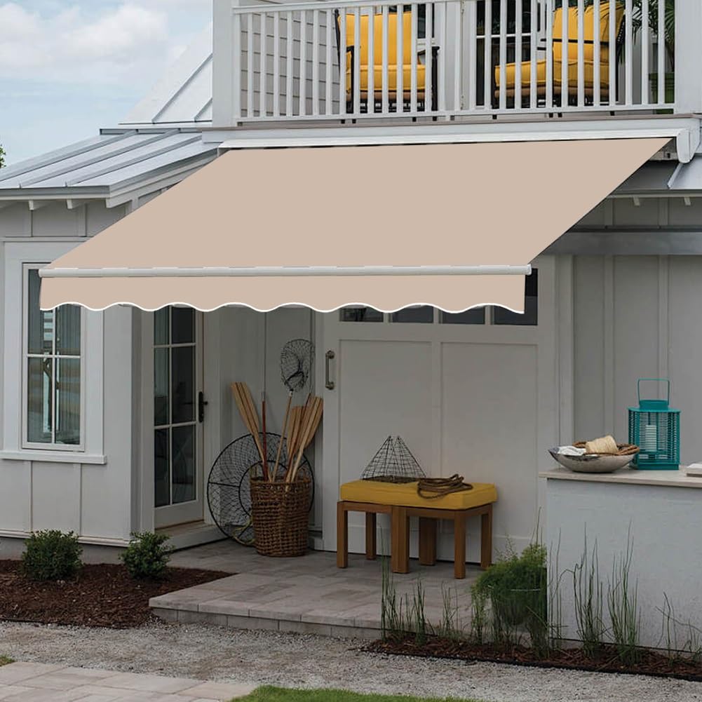 Ausziehbares Sonnensegel für Balkon, Terrasse und Garten, Stoff, erhältlich in 200/250/300/350/400/500/600/700 cm (Beige, B 200 x L 150 cm)