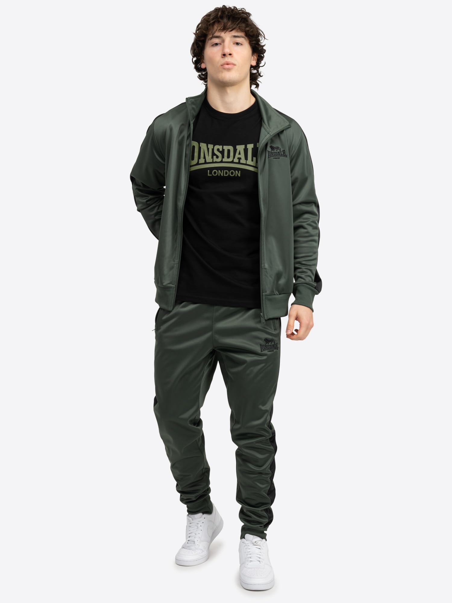 Lonsdale M?ski dres do joggingu, oliwkowy/czarny, XL, Oliwkowy/czarny, XL