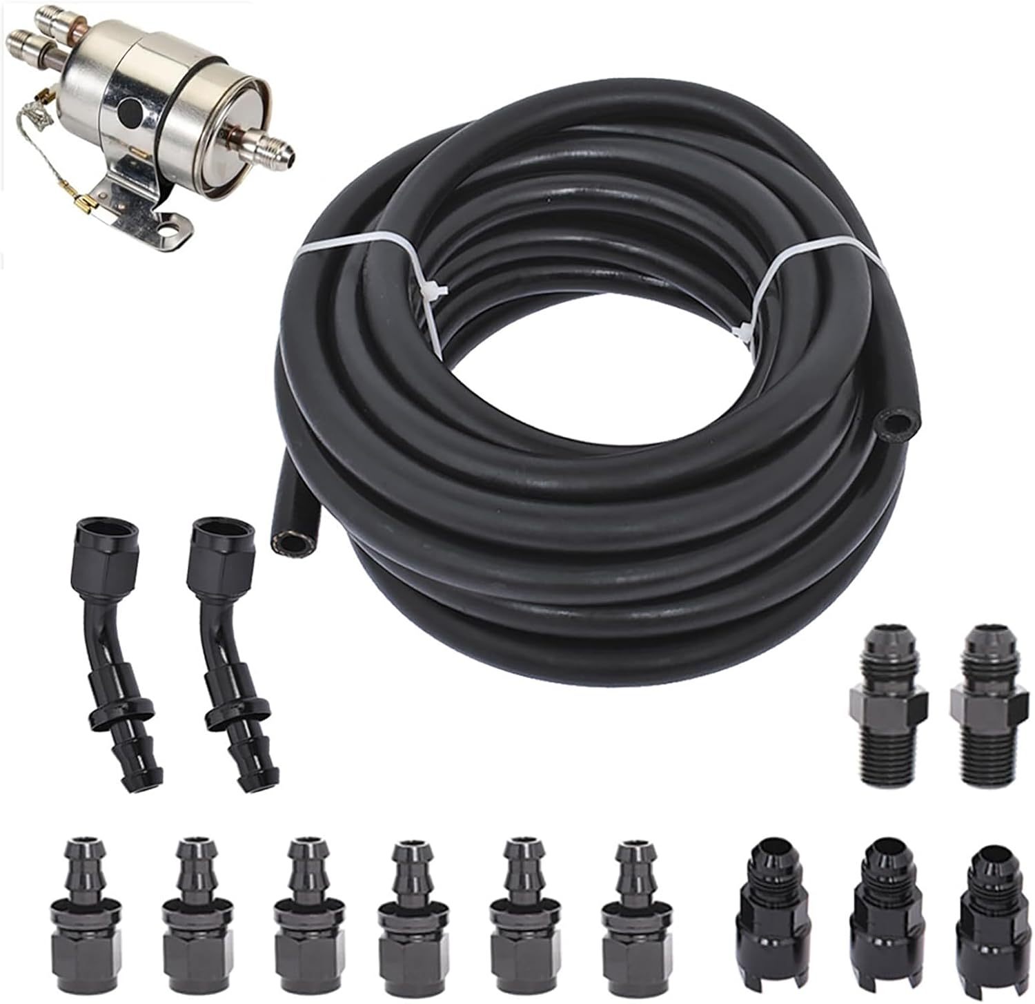 25Feet 6AN 3/8 Fuel Injection Line Fitting Adapter Kit with Filter & Regulator Replacement for LS