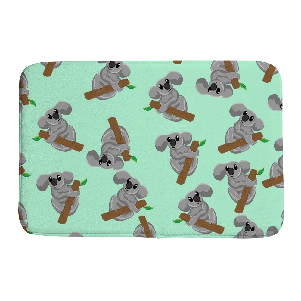 Tapis de bain CHEHONG en velours corail à mémoire de forme lavable gris vert 36x61 cm