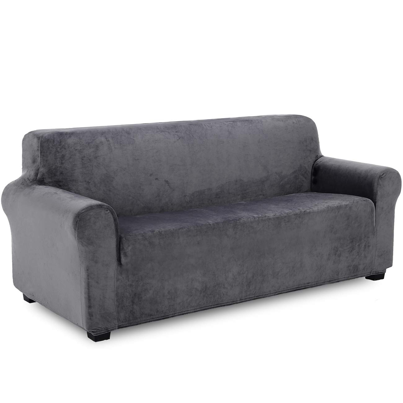 TIANSHU Funda de Sofá 3 Plazas Terciopelo,Cubierta Suave del sofá de la Felpa del Terciopelo para,Cubiertas Elegantes de los Muebles de Elástico Antideslizante Funda sillón (3 Plazas, Gris)