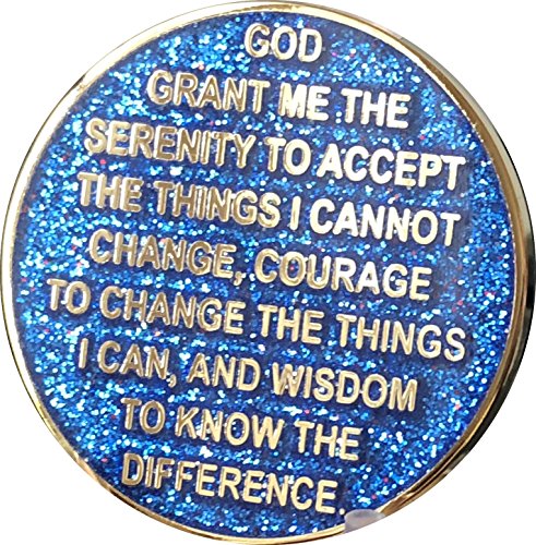 Recoverychip 2 Year Aa Medallion Reflex Blue Glitter Gold Plated Color Chip Ii #TOP3