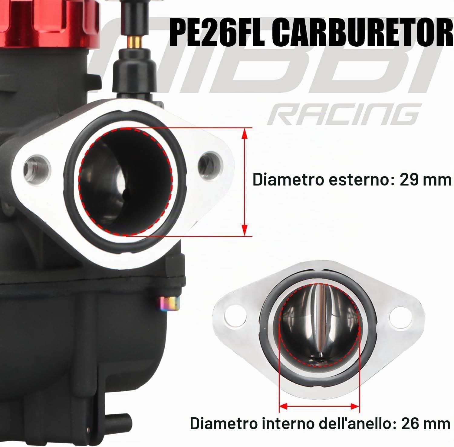 NIBBI Carburatore PE26MM Adatto 150cc-200cc Flangia Motore Moto Con Jets Carb Per Yamaha Kawasaki Suzuki Apollo Dirt Bike Mini Bike