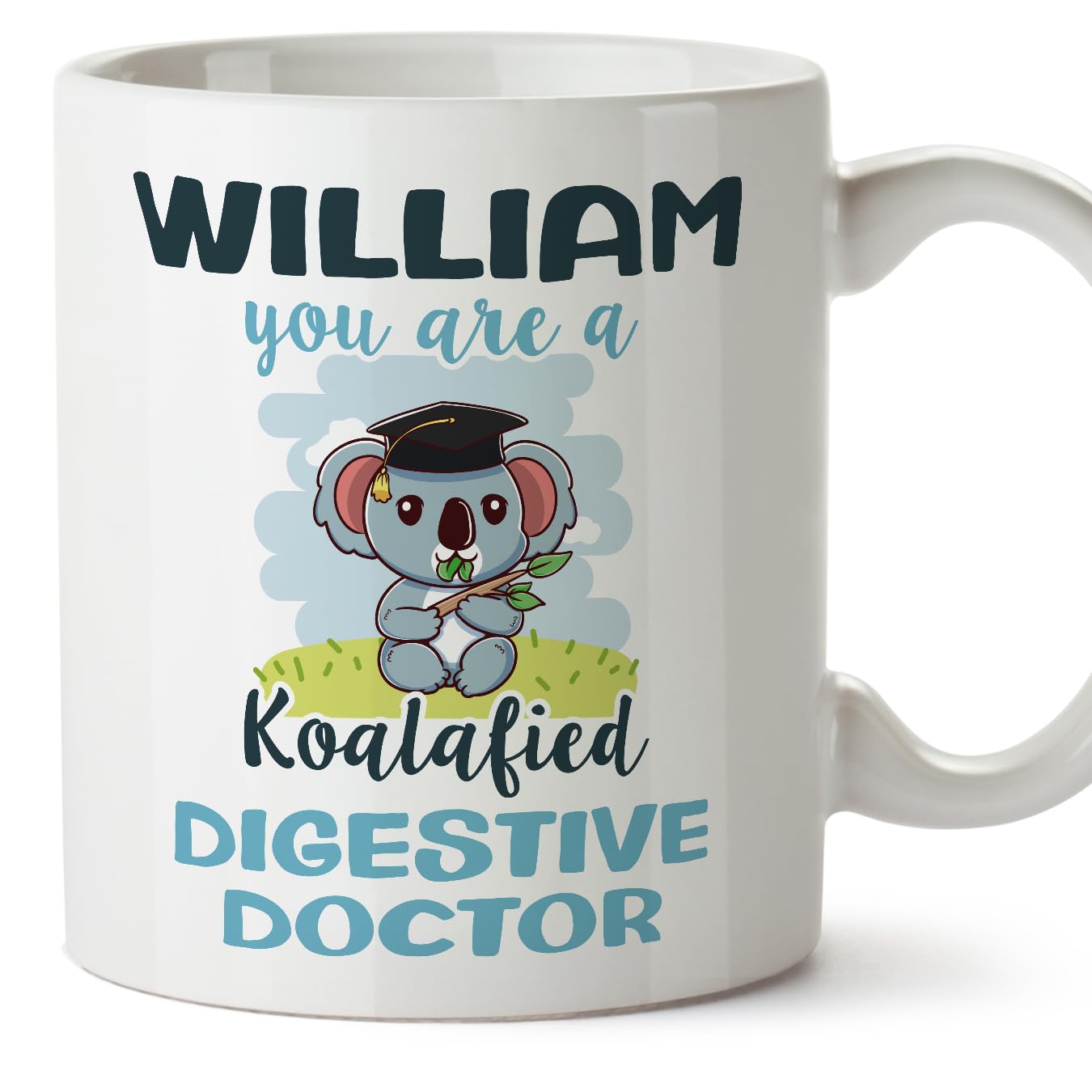 MUGFFINS Personalised Mug for Digestive Doctor Man - in English - Custom Koalafied - Funny Custom Gift for Colleagues - Ceramic 11oz Mug