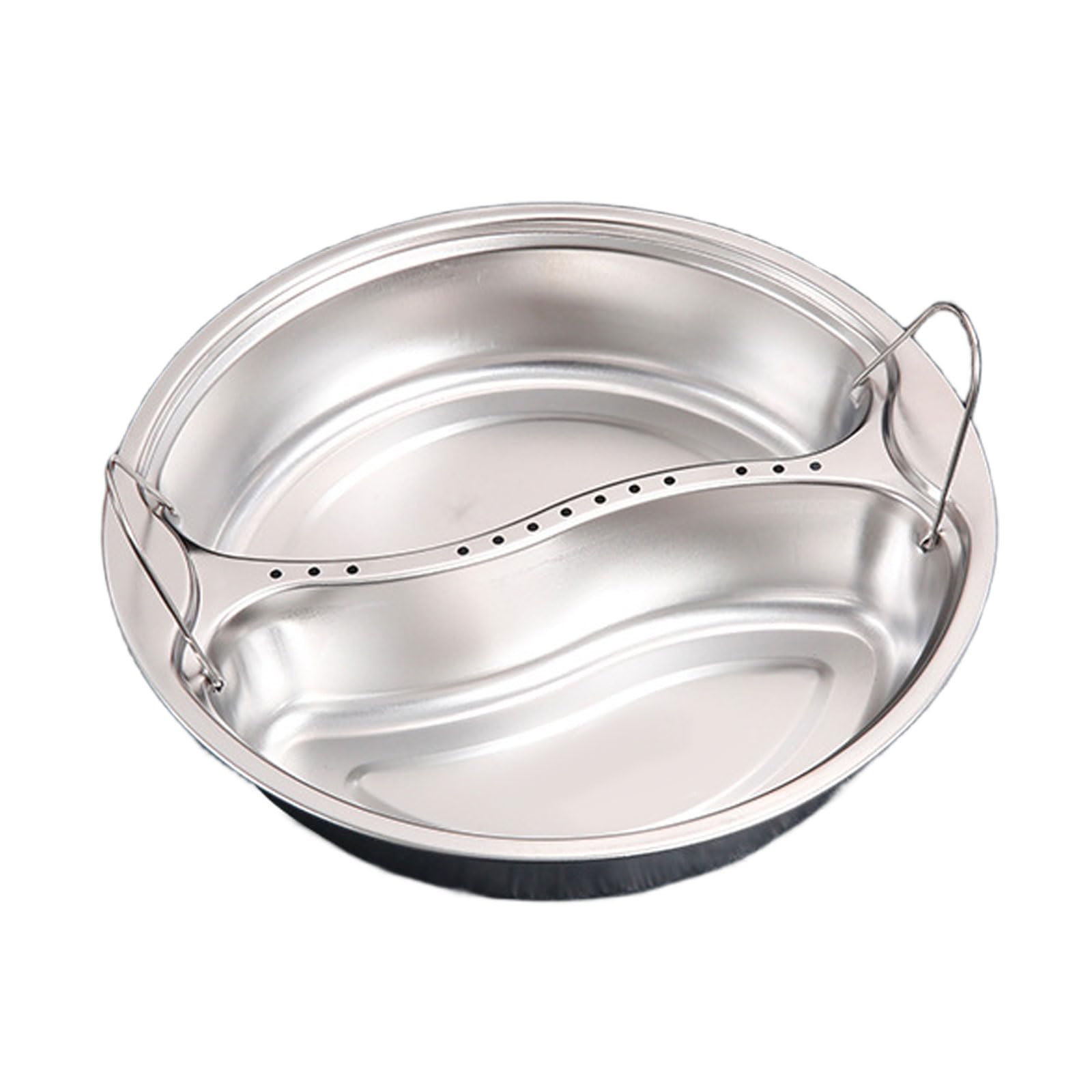 MICFENY Large Stainless Steel Divided Steamers Tray for Vegetables and Rice Round Food Holder with Double Handle Steaming Plate