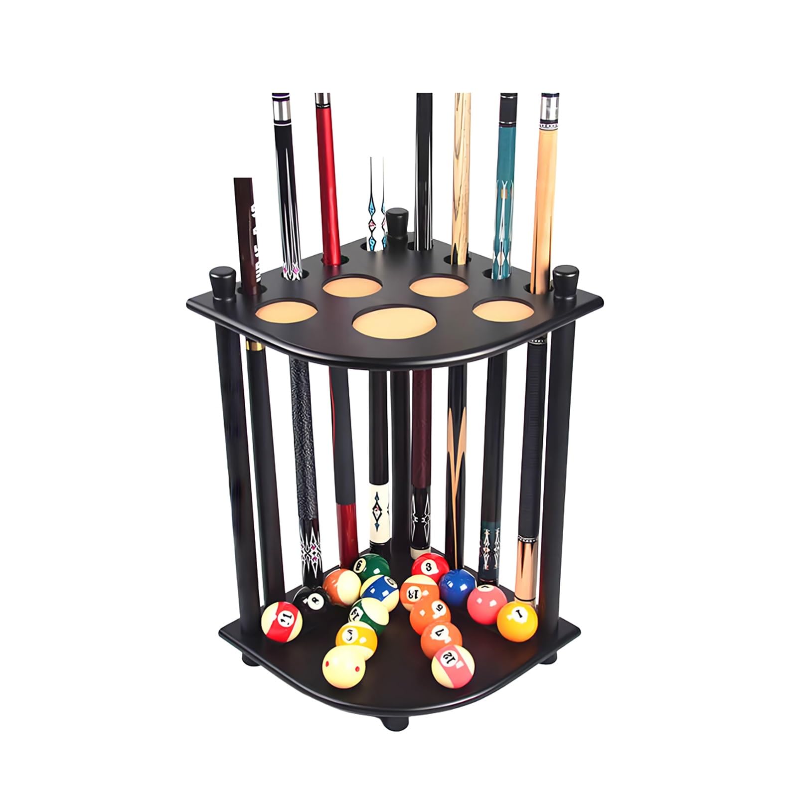 Support de billard mural gain de place et organisateur de rangement pour queues et balles
