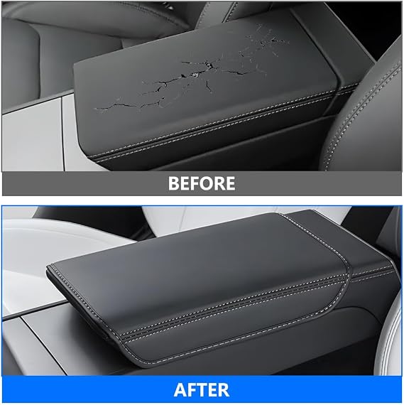 Tesla Model 3 Model Y Armrest Cover Black, Non-Slip 2017-2024 Tesla Armrest Cover Designed, TPE Center Console Cover On Instant Install