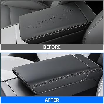Tesla Model 3 Model Y Armrest Cover Black, Non-Slip 2017-2024 Tesla Armrest Cover Designed, TPE Center Console Cover On Instant Install
