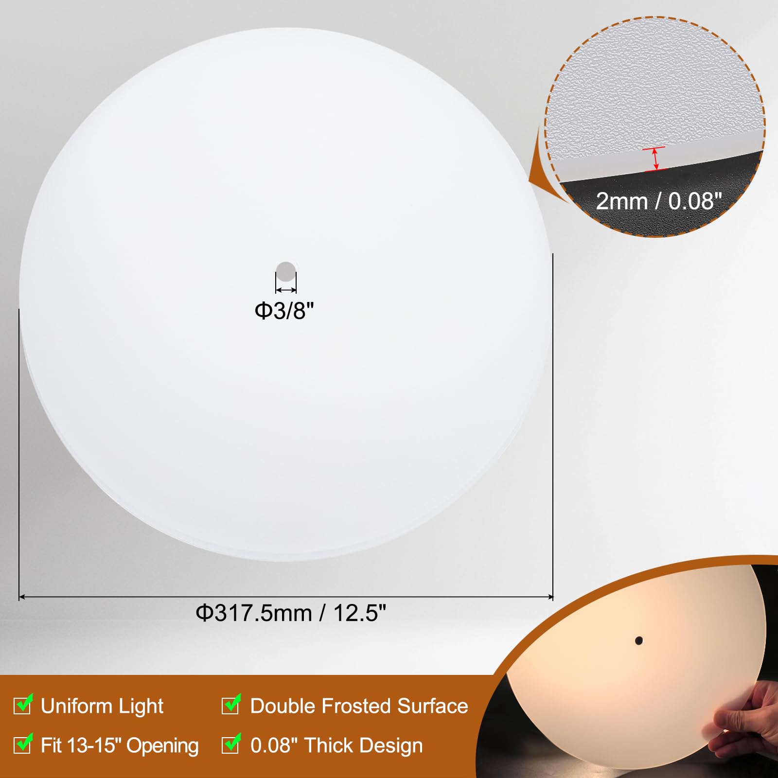PATIKIL Difusor De Pantalla De Lámpara De 12.5 Pulgadas De Diámetro, 2 Piezas De 0.079 In De Grosor Para Pantallas De Lámparas De Tambor, Luz Colgantes, Escudo De Luz De Bricolaje