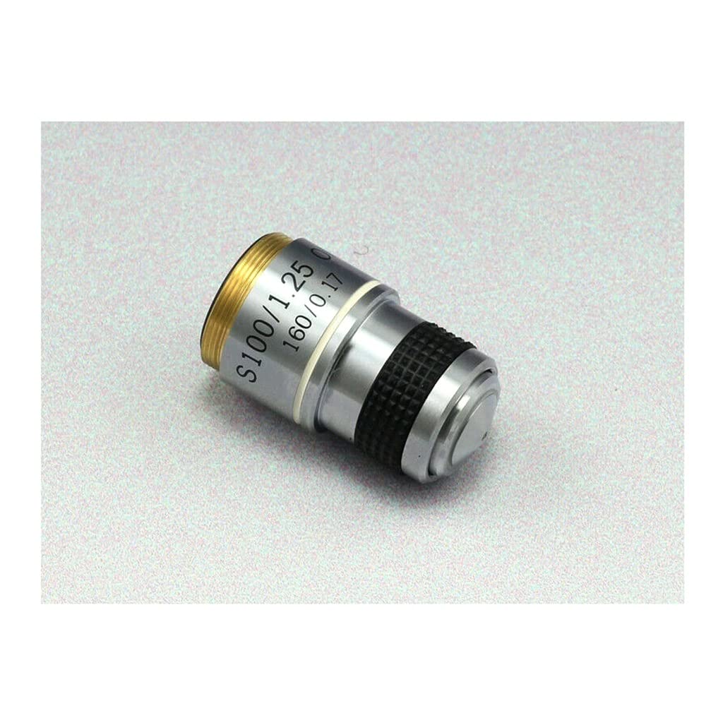 ZTBH Kit de Accesorios para microscopios 1pc 185 Lente Objetivo de microscopio biológico acromático 4X 10x 20x 40x 60x 100x Portaobjetos de microscopio (Color : 100X)