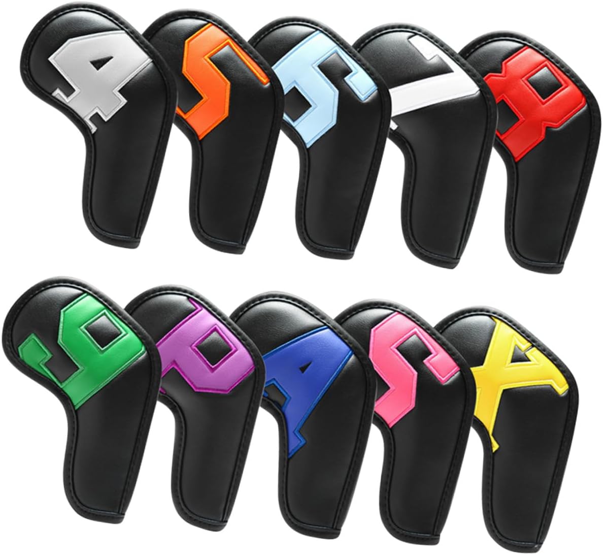 GARVALON 10pcs Waterproof Pu Golf Club Covers Putter Covers with Colorful Numbered Mallet Design Sleeve for Golfers