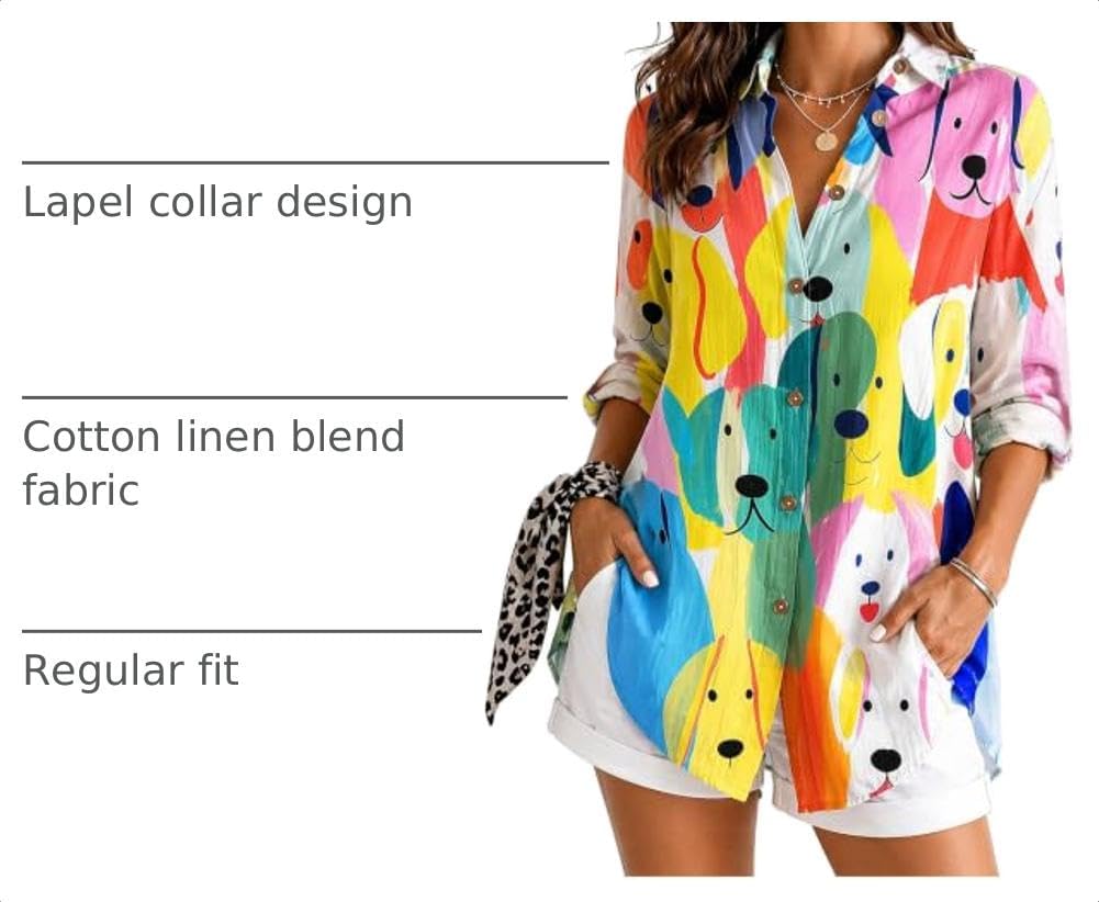 Women Tops Dressy Casual Floral Shirts Long Sleeve Blouse image 4