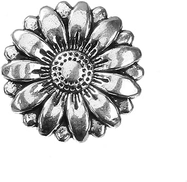 KARMELLING 10 PC Antique Silver Alloy Flower Sewing Shank Buttons 17mm5/8" Dia