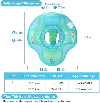 Baby Swimming Pool Float Inflatable Toddler Swim Pool Seat Floating Ring for Kids Aged 2-4 Years Old (Blue,Large)