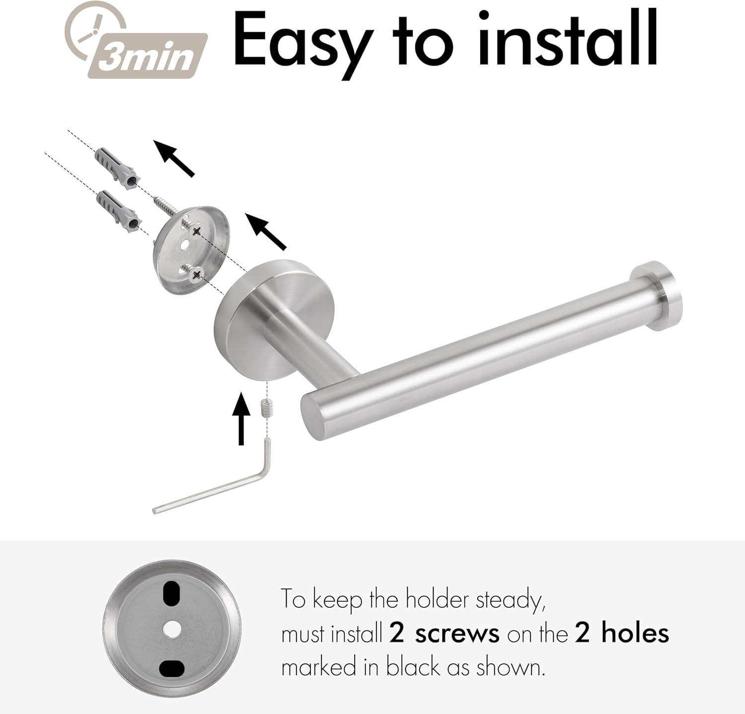 KES Toilet Paper Holder SUS304 Stainless Steel Wall Mount Screw Mounted Brushed, A2175S12-2