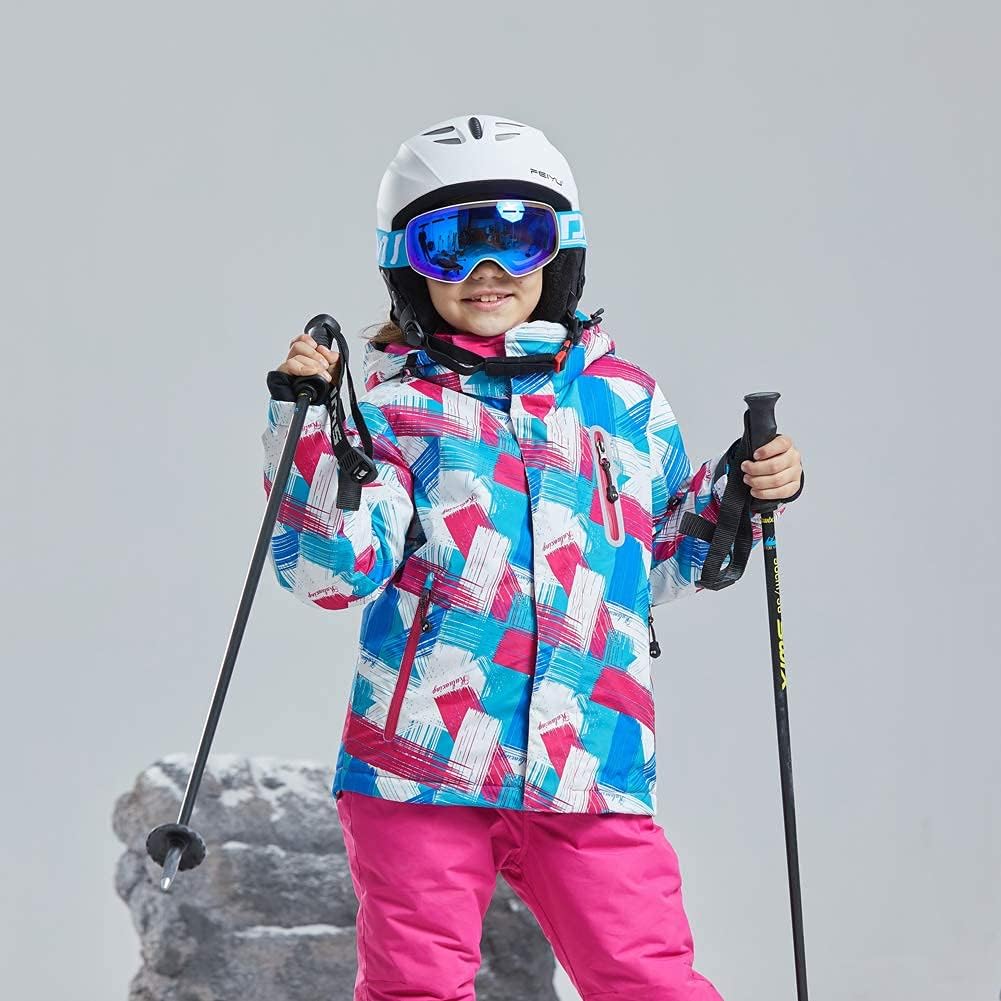 HOTIAN Girls Ski Jacket Colorful Waterproof Insulated Snow Coat Windproof Unisex Winter Coats