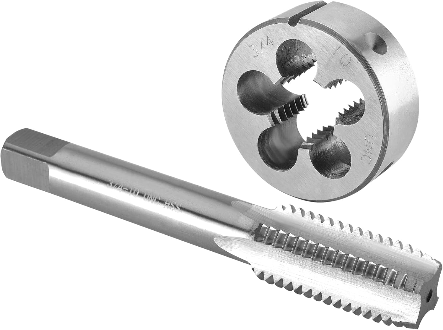 Burkit 3/4"-14 UNS Tap and Die Set, 3/4 x 14 UNS Machine Thread Tap and Round Die Right Hand