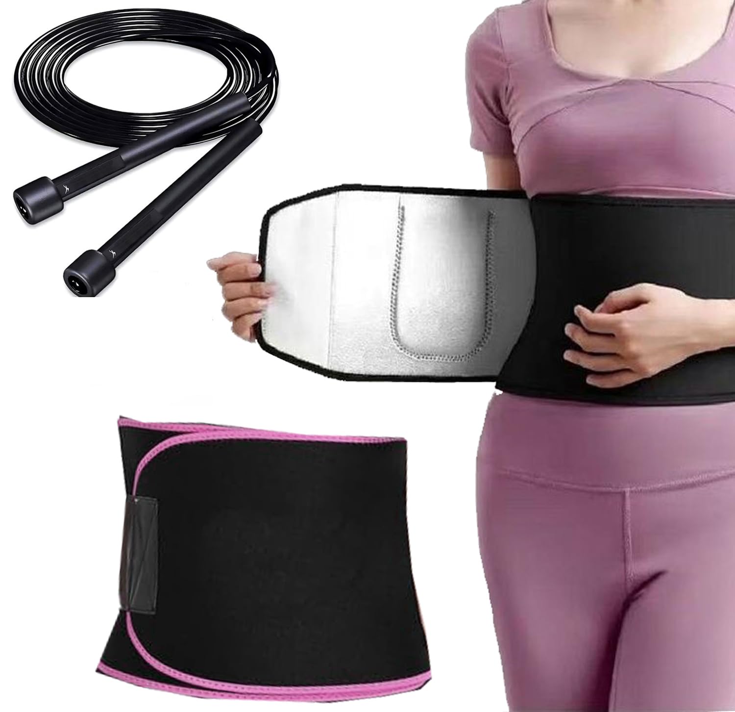 Sports Premium Skipping Rope & Sweat Slim Belt for Men and Women Jumping Rope Speep Rope for Kids, Women, Girls Rassi Jumping-image-3