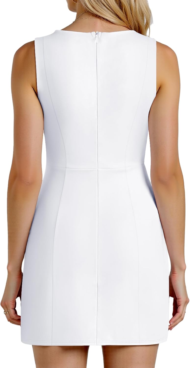 YOGINGO Women's Bodycon Corset Mini A Line Dresses,Sleeveless Square Neck Party Short Dress with Decorative Pockets - Image 2