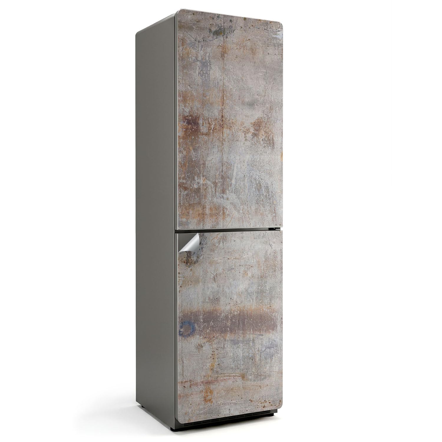 Sticker protection contre les dégâts de frigo usé aspect béton brut