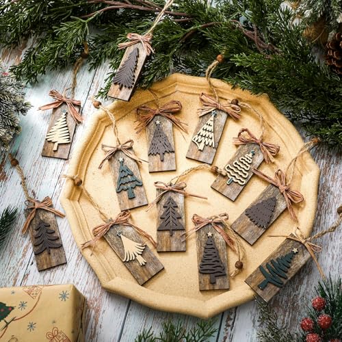 Civaner 24 Pcs Rustic Christmas Tree Ornaments Farmhouse Ornament...