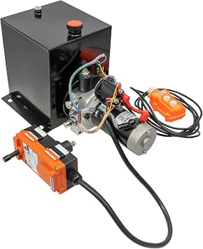 Hydraulic Pump 12V Dump Trailer Pump, 8 Quart 21MPa Single Acting Hydraulic Power Unit, Hydraulic Electric Pump w/Wireless Remote for Dump Trailer, Truck Tailgates, Lifting Platform