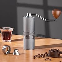 Vista 4 de Molinillo de café portátil manual con rebaba cónica de 7 estrellas, ajuste externo de 60 clics, molinillo de café de metal completo para molinillo