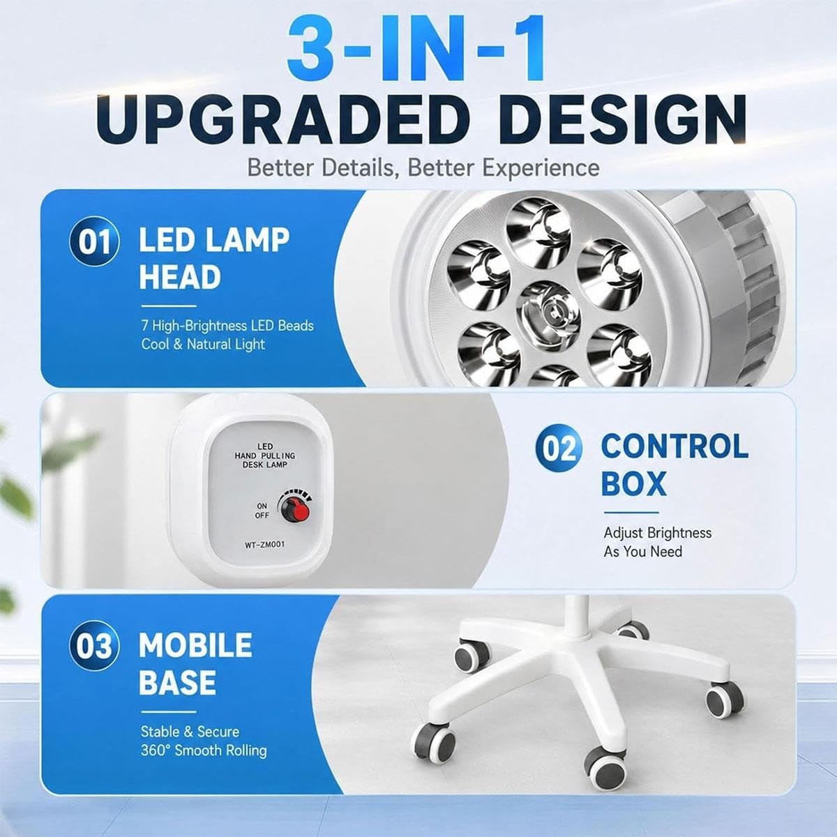 Lampe d'examen médical LED intensité variable sur pied 12W