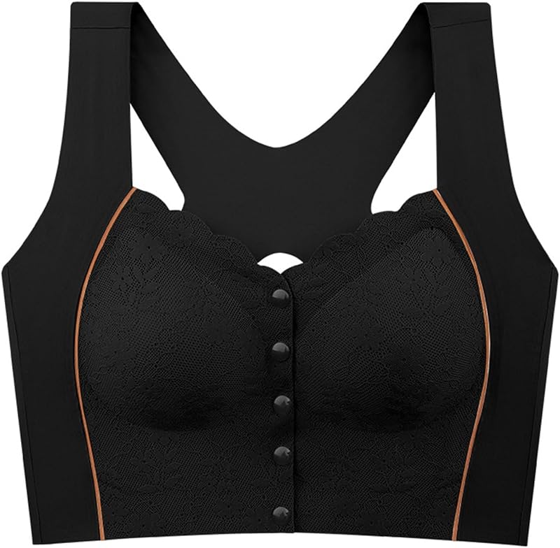 Ropa interior con botones delanteros para mujer, talla grande, corpiño sin aros, encaje elástico de goma, estilo chaleco, maternidad larga