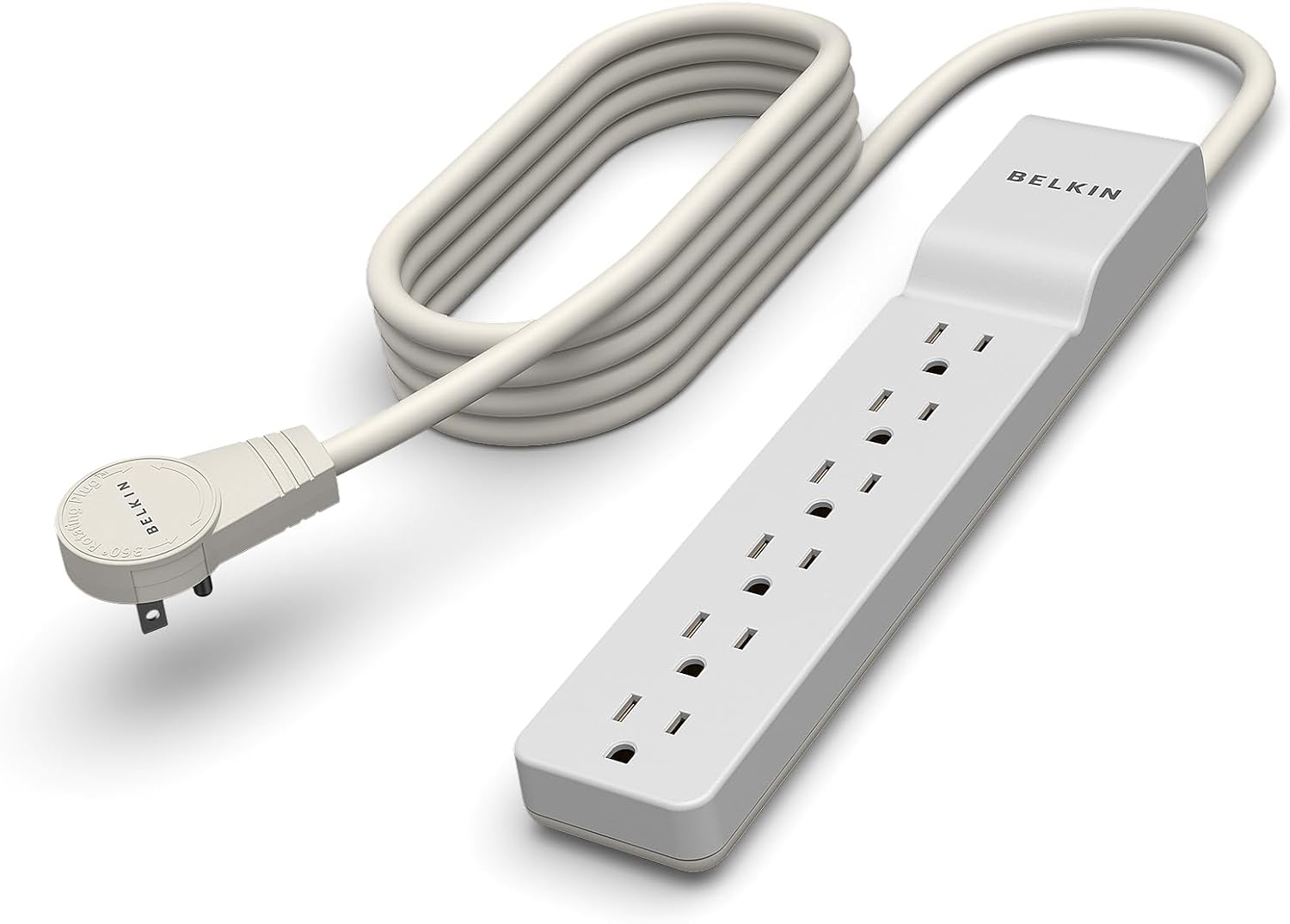 Belkin 6-Outlet Surge Protector Power Strip, 6ft Cord, 360° Rotating Plug – 1080 Joules Protection