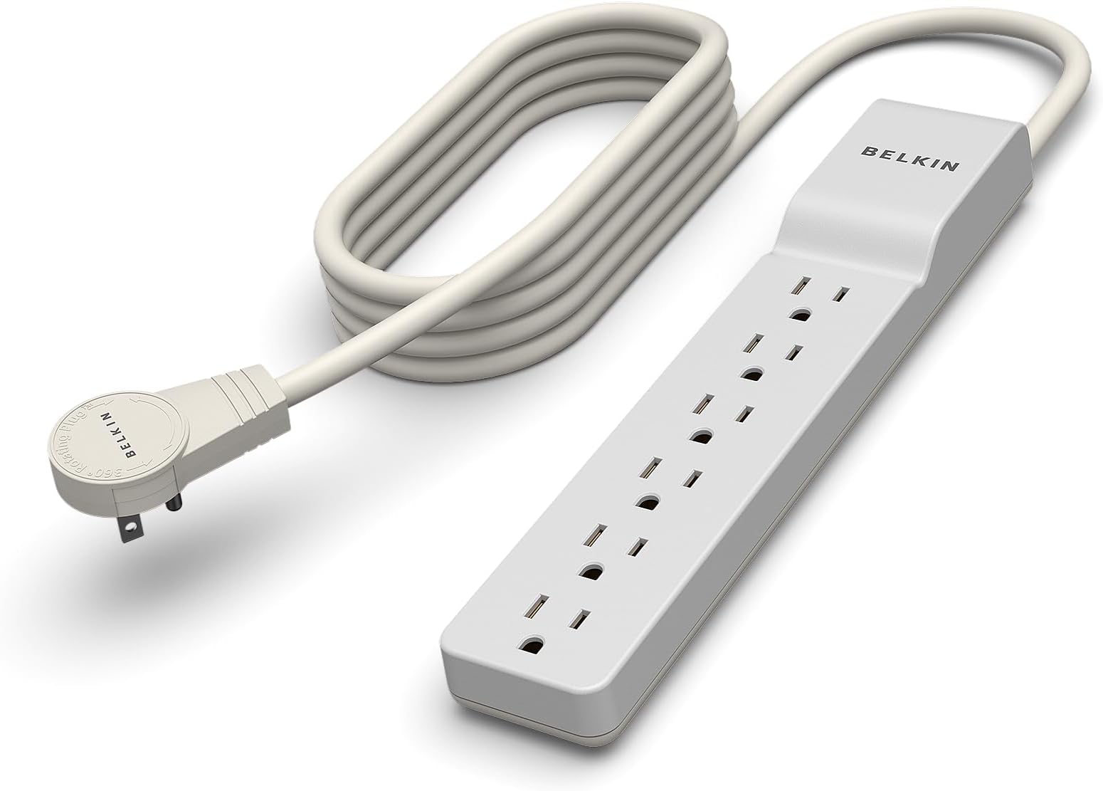 6-Outlet Surge Protector Power Strip, 6ft Cord, 360° Rotating Plug - 1080 Joules Protection