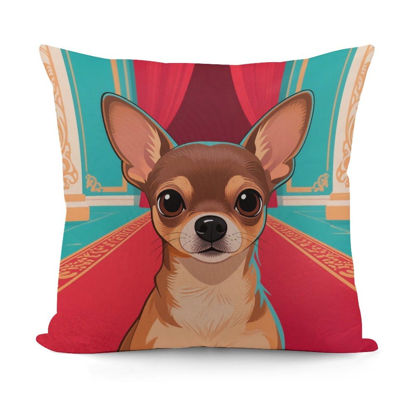 VstaDank Chihuahua Pillow Cover with Invisible Zipper Square Throw Pillowcase Plush Couch Sofa Pillow Case 18x18 Inch Decorative Throw Cushion Covers for Sofa Living Pillowcover