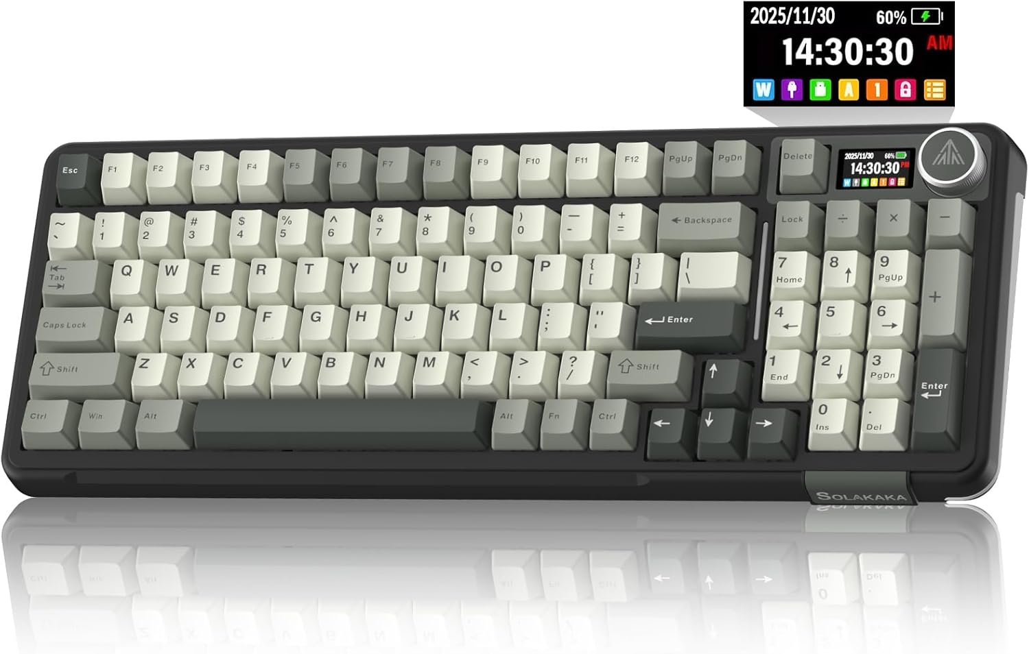 SOLAKAKA A99 Pro Wireless Mechanical Keyboard with LCD Screen & Metal Knob, 2.4GHz/BT5.0/USB-C, RGB Backlit Gaming Keyboard, Hot Swappable, Creamy Keyboard with Gasket Structure, for Win/Mac
