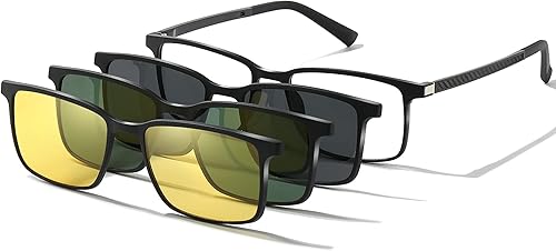 Gafas de sol polarizadas magnéticas con clip para gafas de hombre, protección UV, antideslumbrante, color negro