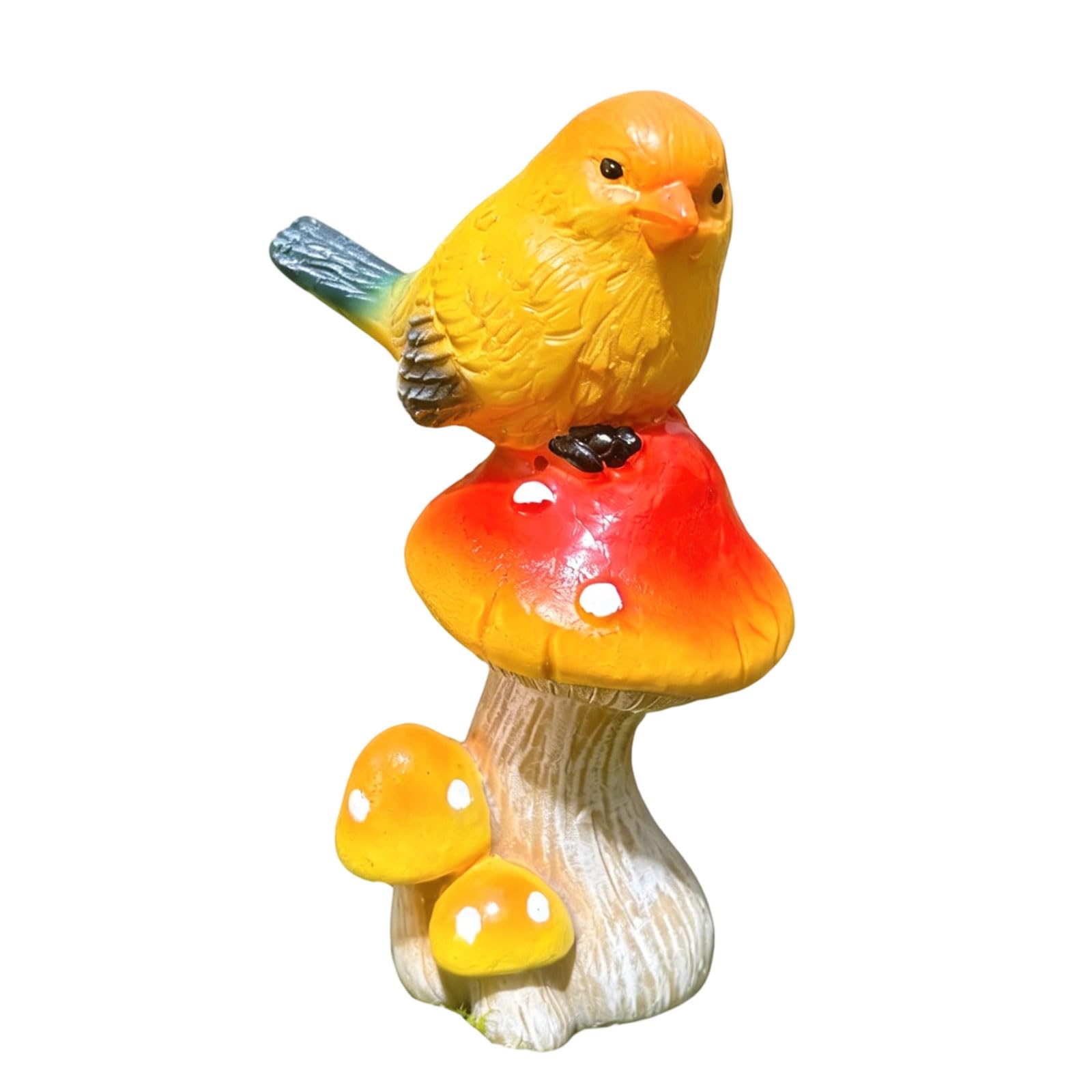 Kaeltsyn Creative Resin Mushroom Bird Figurine Decoration Funny Mushroom Bird Sculpture Statue Animal Collectible Figurines Sculpture Farm Craft Decoration Statue