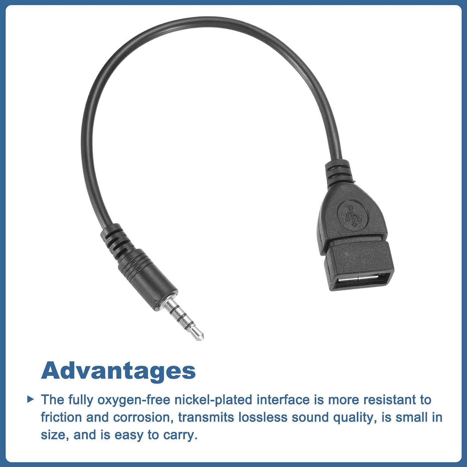 MECCANIXITY 3.5mm Male Audio Aux Jack Plug to USB 2.0 Female Converter Cords 2 Pcs Aux to USB Cable for Car AUX Port, Black