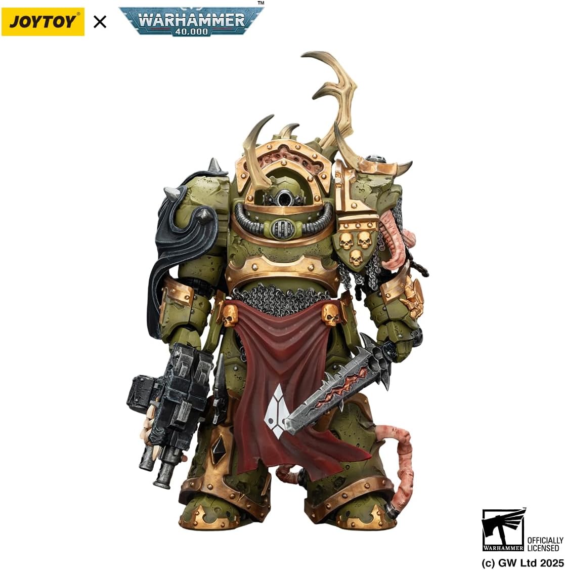 JOYTOY Warhammer 40K Death Guard Blightlord Terminator 3 with with Combi-Bolter and Bubotic Blade 1:18 Action Figure Mecha Joy Toy Collection Model Gift, Height 5.6 inch