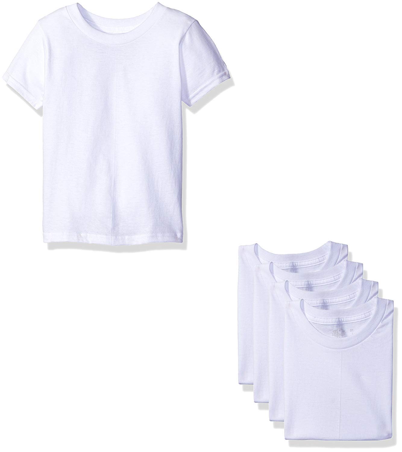 Fruit of the Loom Little Boys White Crews Camisetas, 2T3T (Paquete de 5)