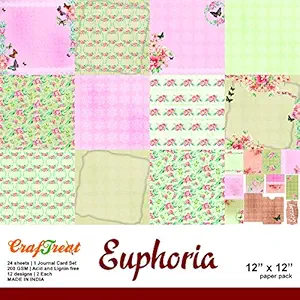 Euphoria Spring Flower Printed Papers Pack for Art and Craft - 12X12 Inches - 24 Sheets