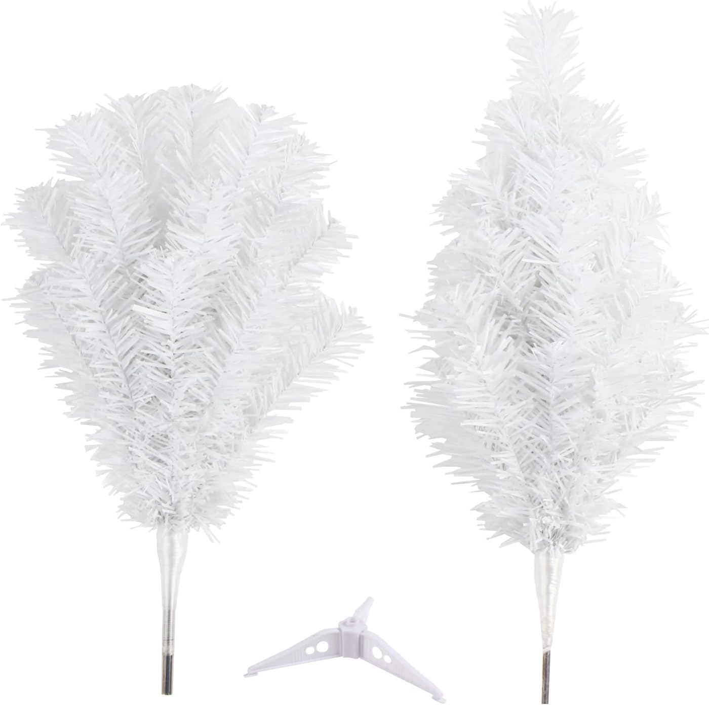 CCINEE 2Ft Artificial Christmas Tree, White Mini Tabletop Xmas Tree with Plastic Stand 80 Branches Tips for Christmas Party Supplies Home Indoor Decoration