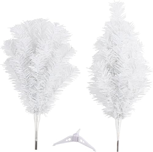 Vista 39 de CCINEE 3Ft Artificial White Tabletop Hinged Christmas Tree with Metal Stand - 130 Branch Tips Mini Christmas Tree for Xmas Party Supplies Home