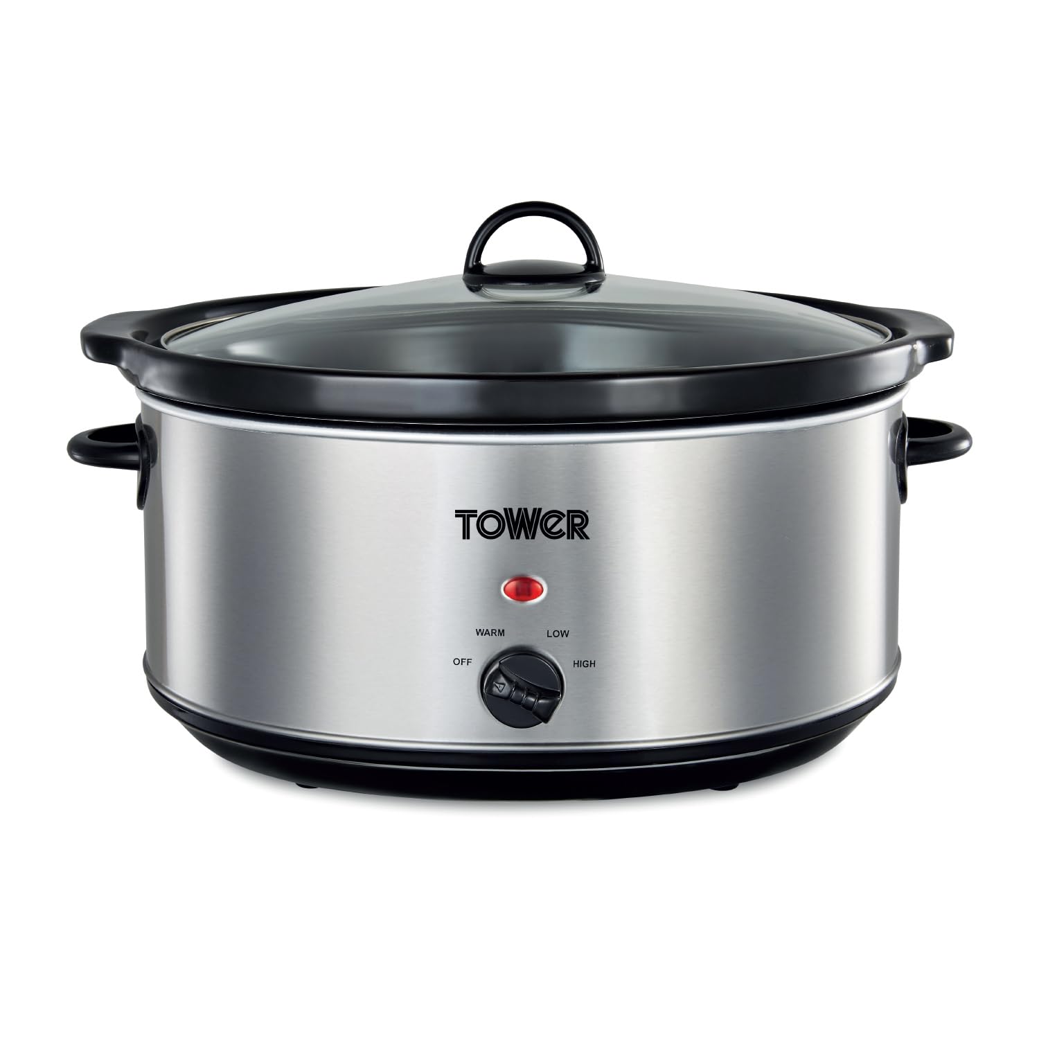 TOWER T16040Y 6.5 LITRE SLOW COOKER WITH 3 HEAT SETTINGS IN STAINLESS STEEL