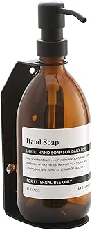 Glass No-Drill Wall Mounted Shower Soap Dispenser, Hand Soap Dispenser with Adjustable Stainless Steel Holder for Bathroom and Kitchen-(Black 1 Chamber, 18 OZ)