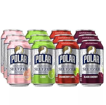 Polar Seltzer Variety Pack | 12 oz, 12 Pack | Cranberry Lime, Ruby Red Grapefruit, Black Cherry, and Lime Flavored