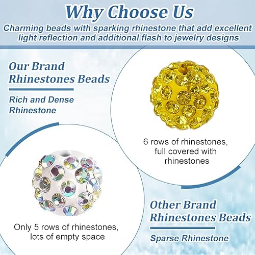 Miniatura 68 de PH PandaHall Alrededor de 100 cuentas de diamantes de imitación rojos de 0.394 pulgadas (0.394 in) cuentas de arcilla polimérica con cuentas