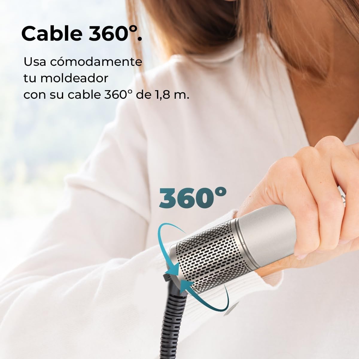 Cecotec Cepillo de Aire Secador Moldeador Alisador Multifunción 8 Cabezales CeramicCare AirGlam Champagne. 1400W, Tecnología Coanda, 3 Velocidades, 3 Temperaturas, Control Inteligente Calor, 110000rpm — view 10